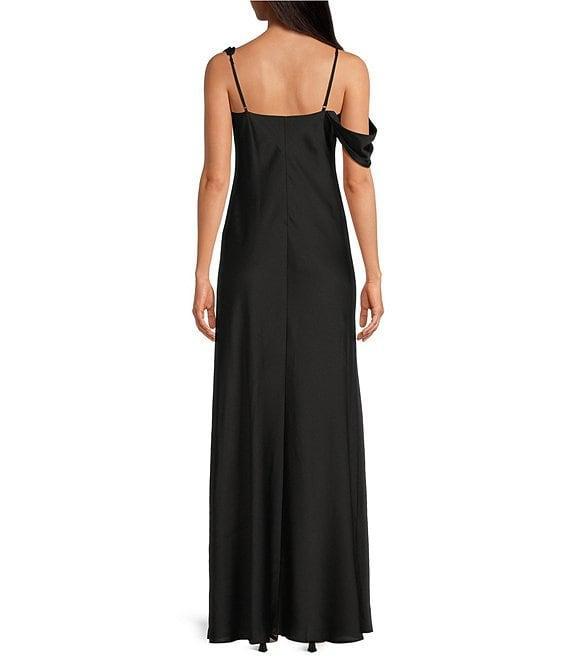 Gianni Bini Maeve Satin Asymmetrical Neck A-Line Dress Product Image