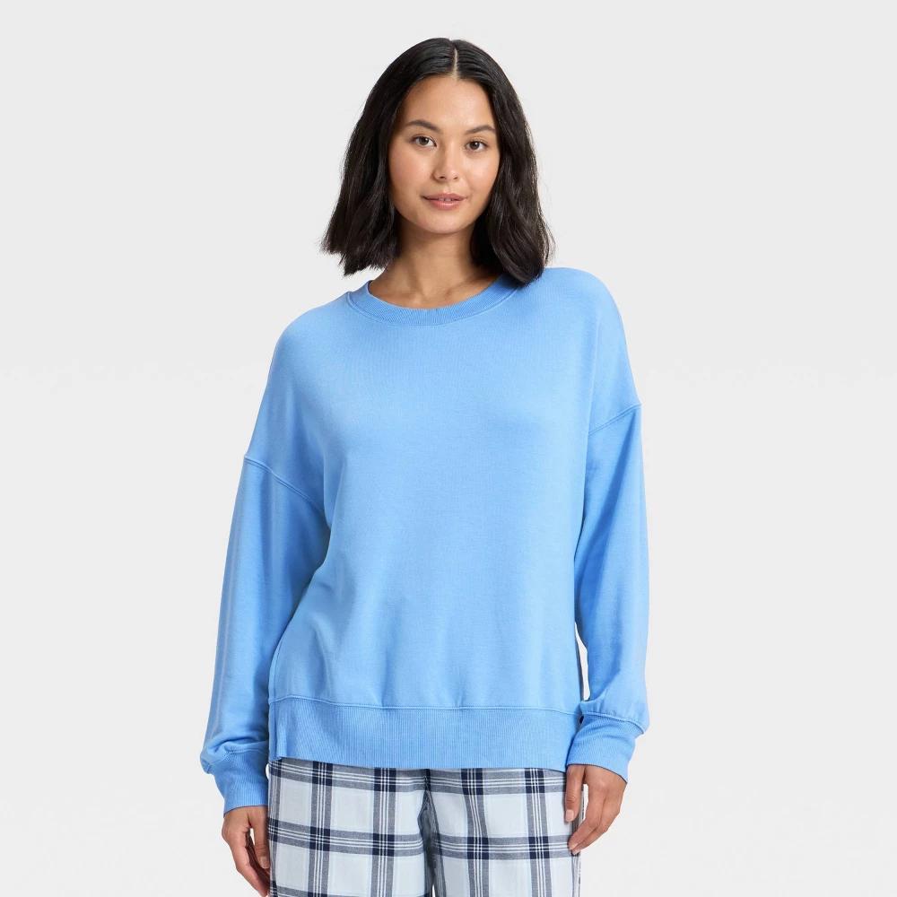 Women's PeachySoft French Terry Fleece Crewneck Sweatshirt - Wild Fable™ Blue M Product Image