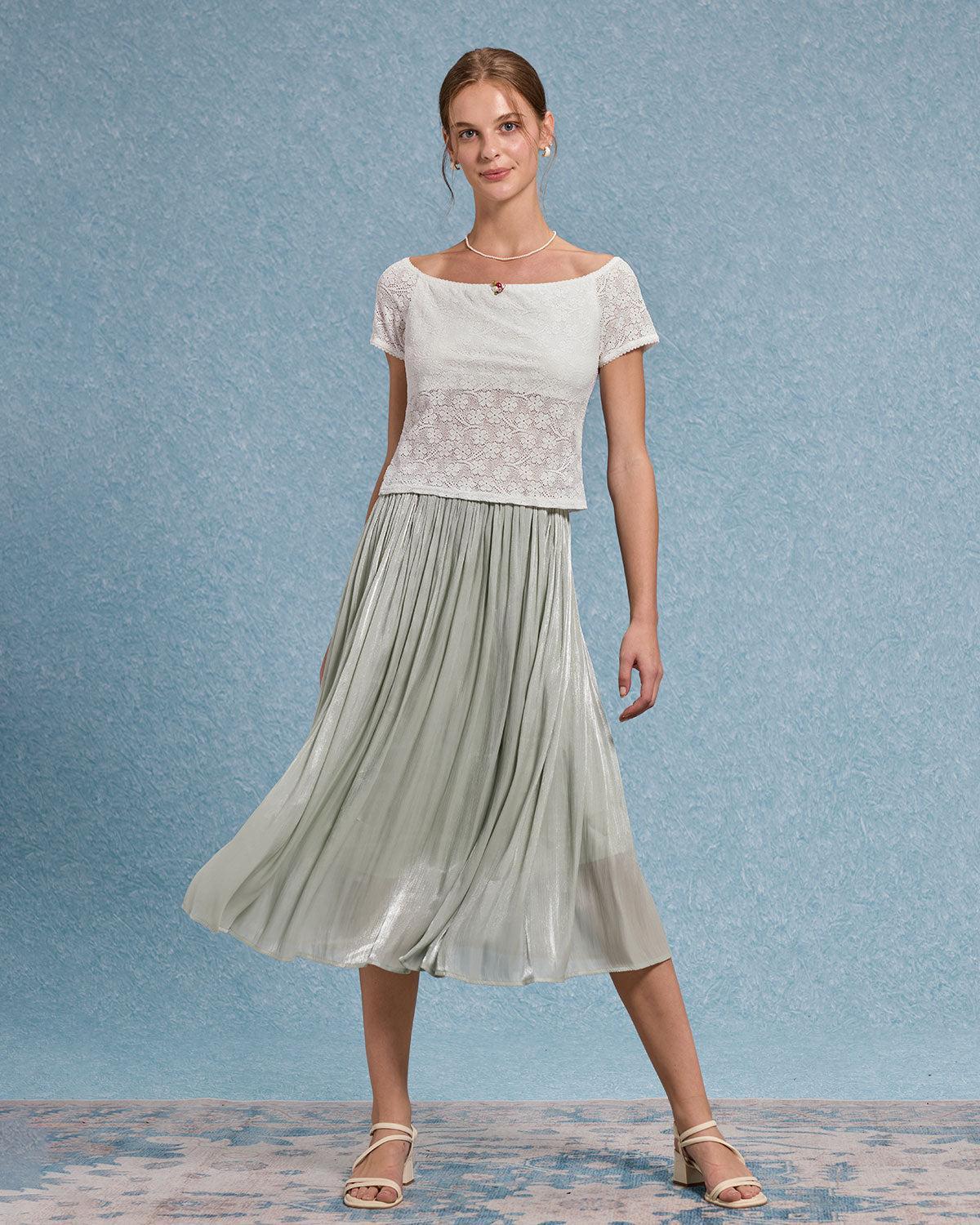 White Textured Off The Shoulder Tee Product Image