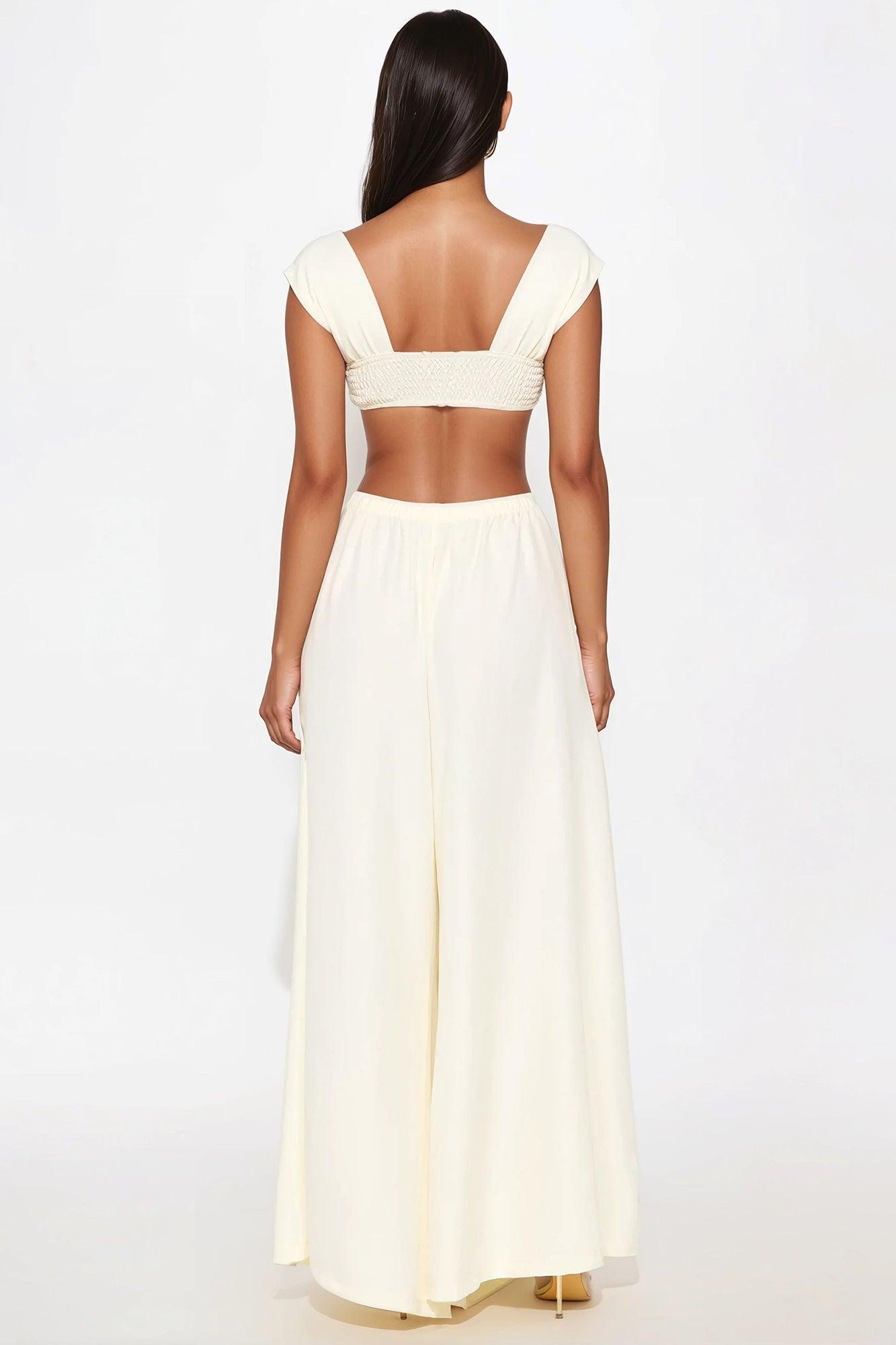 Demi Cut Out Gauze Jumpsuit - Butter Yellow Product Image