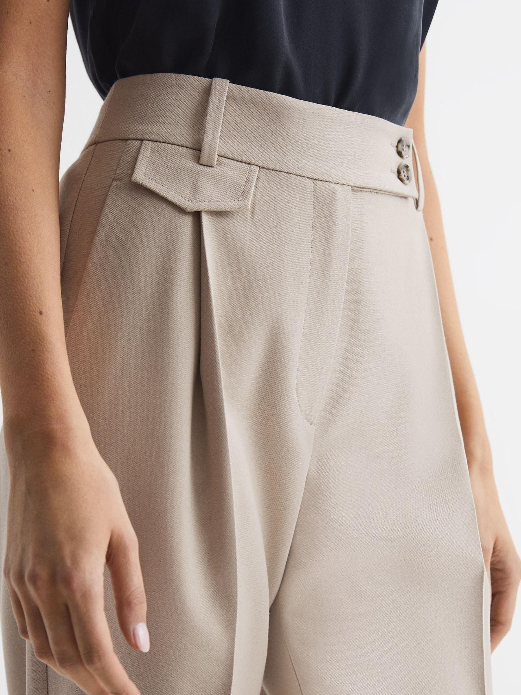High Rise Cropped Tapered Trousers in Stone Product Image