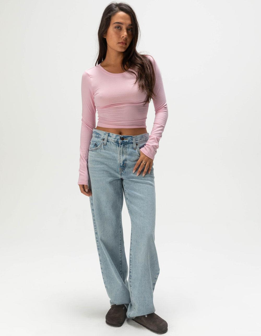 TILLYS Long Sleeve Womens Baby Tee - HEATHER GRAY Product Image