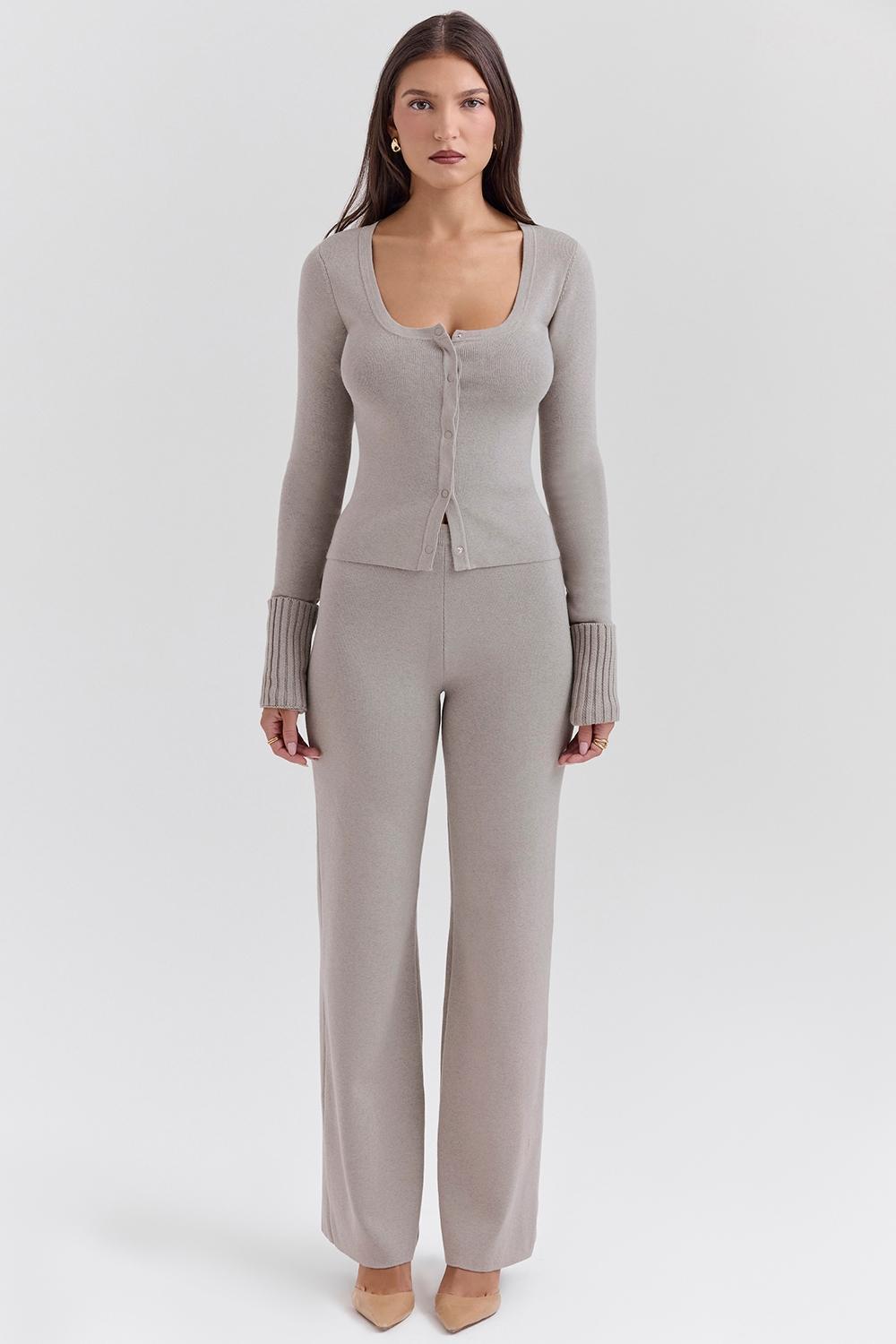 Aspen Grey Cashmere Ribbed Cuff Jacket Product Image