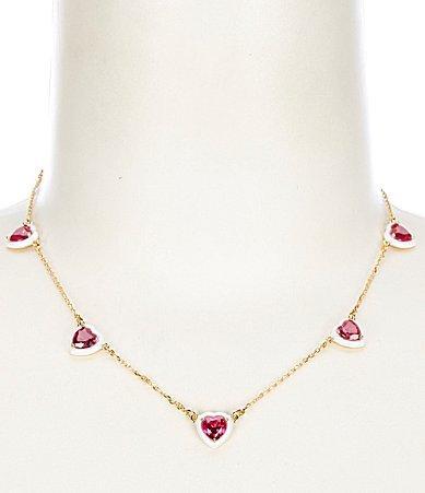 Womens Sweetheart Goldtone, Cubic Zirconia & Enamel Station Necklace Product Image