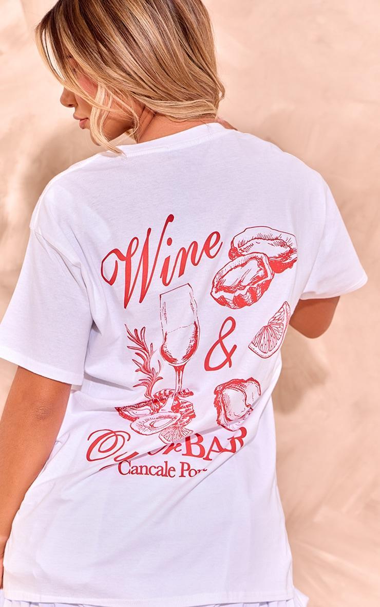 White Wine & Oyster Graphic Oversized T Shirt Product Image