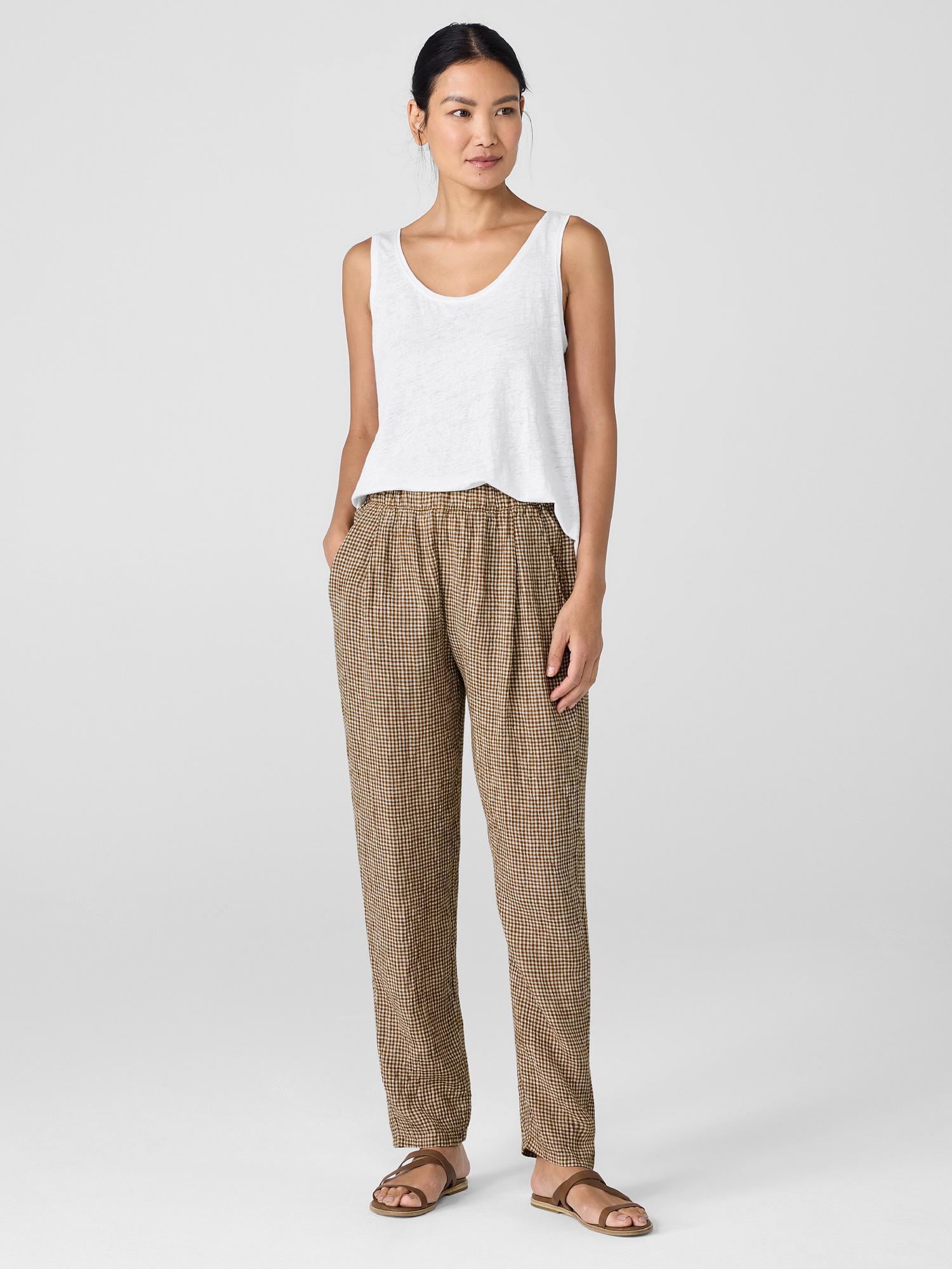 EILEEN FISHER Puckered Organic Linen Tapered Pantfemale Product Image