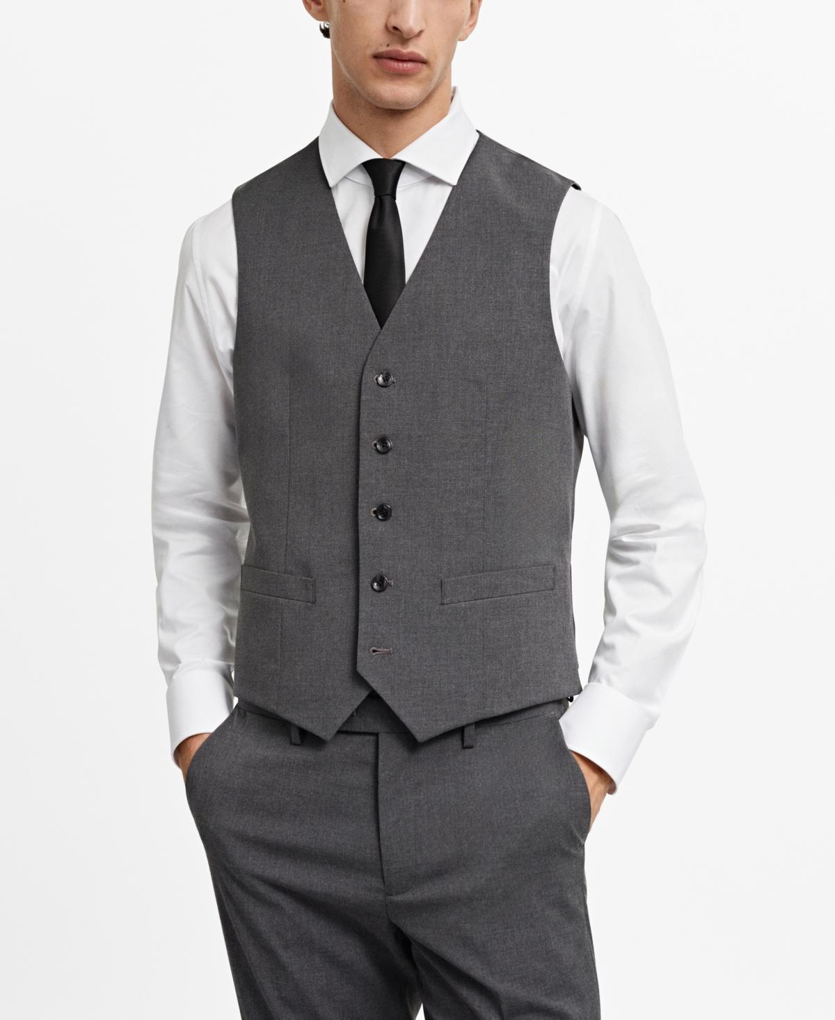 Mango Mens Slim-Fit Suit Vest - Gray Product Image