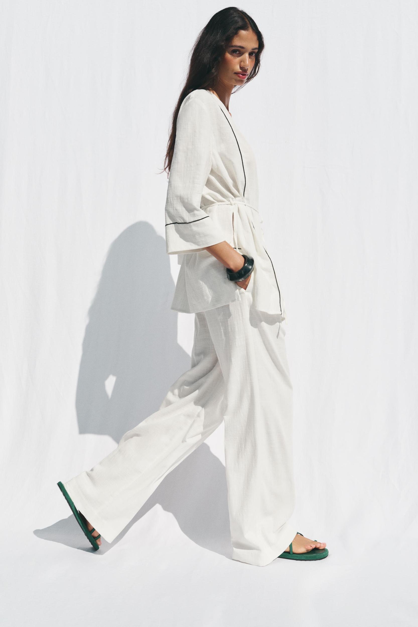 WIDE LEG PIPED PANTS Product Image