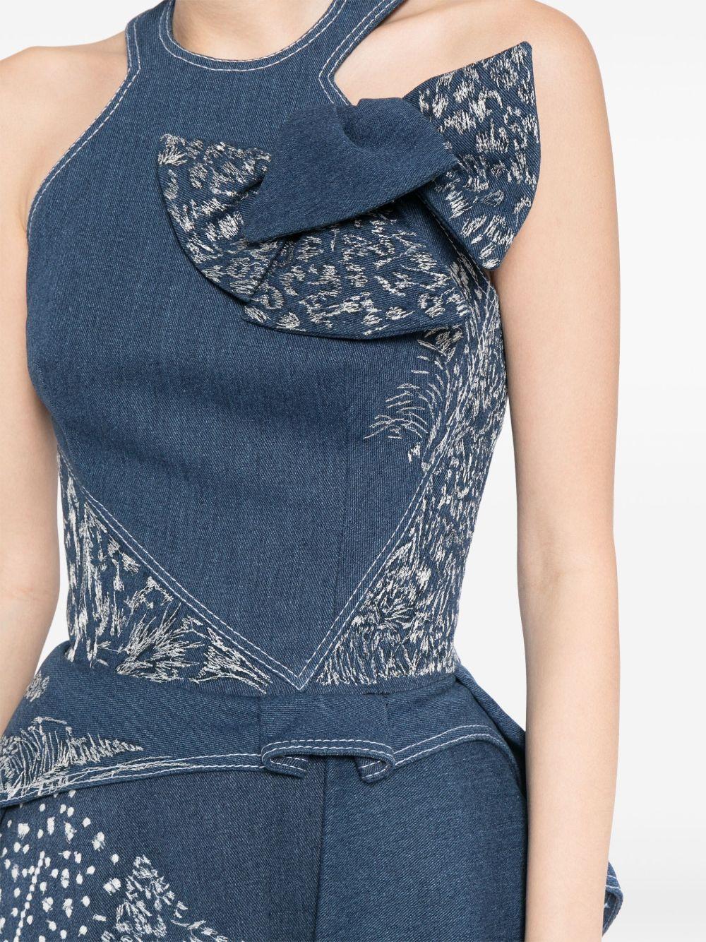 embroidered denim maxi dress Product Image