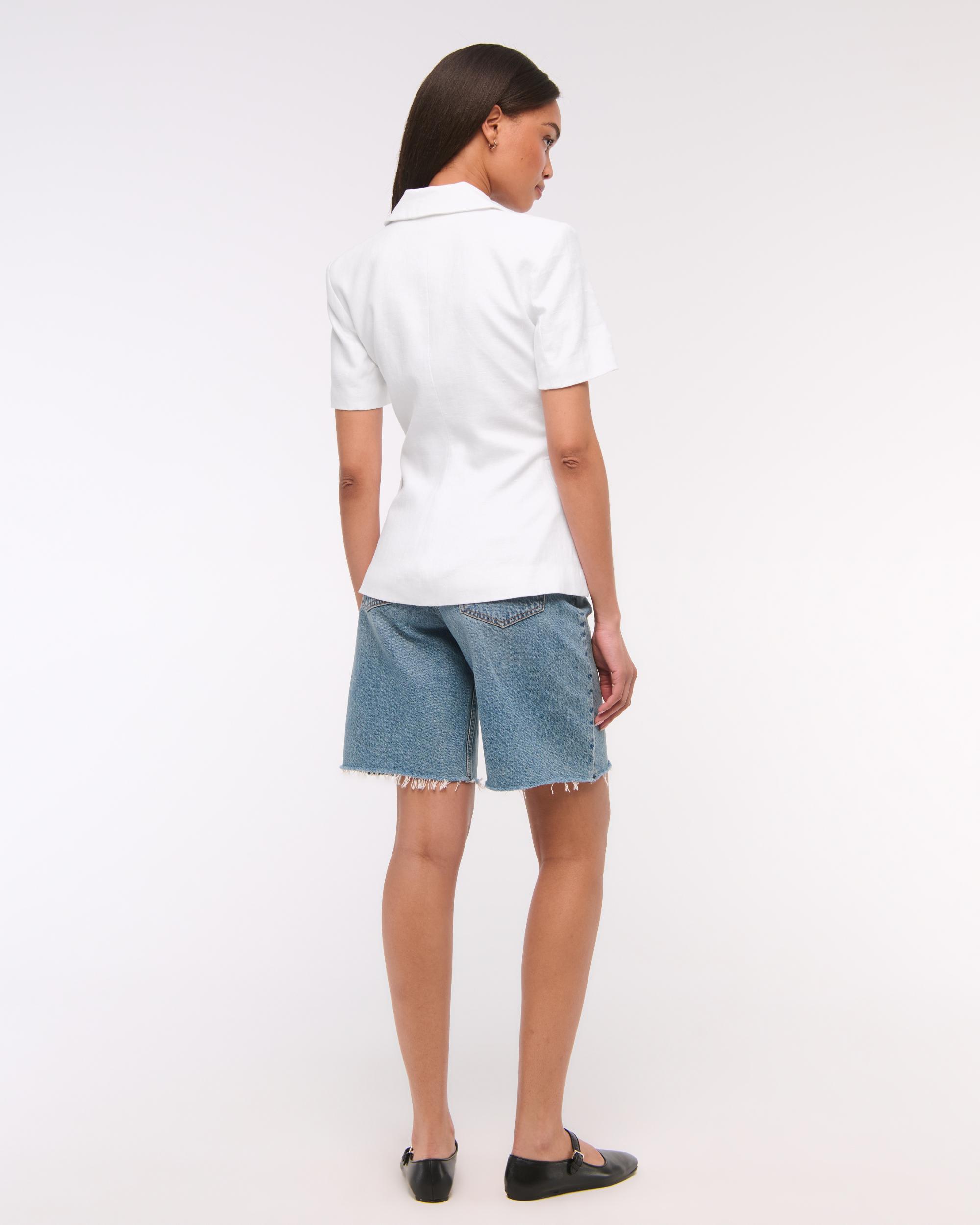 Short-Sleeve Premium Linen Blazer Product Image