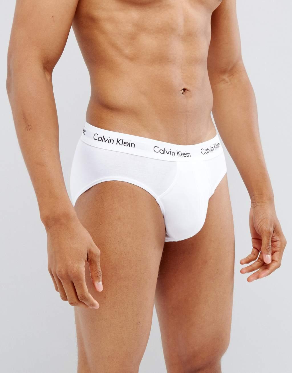 Calvin Klein Cotton Stretch 3-pack briefs in black, white and gray Product Image