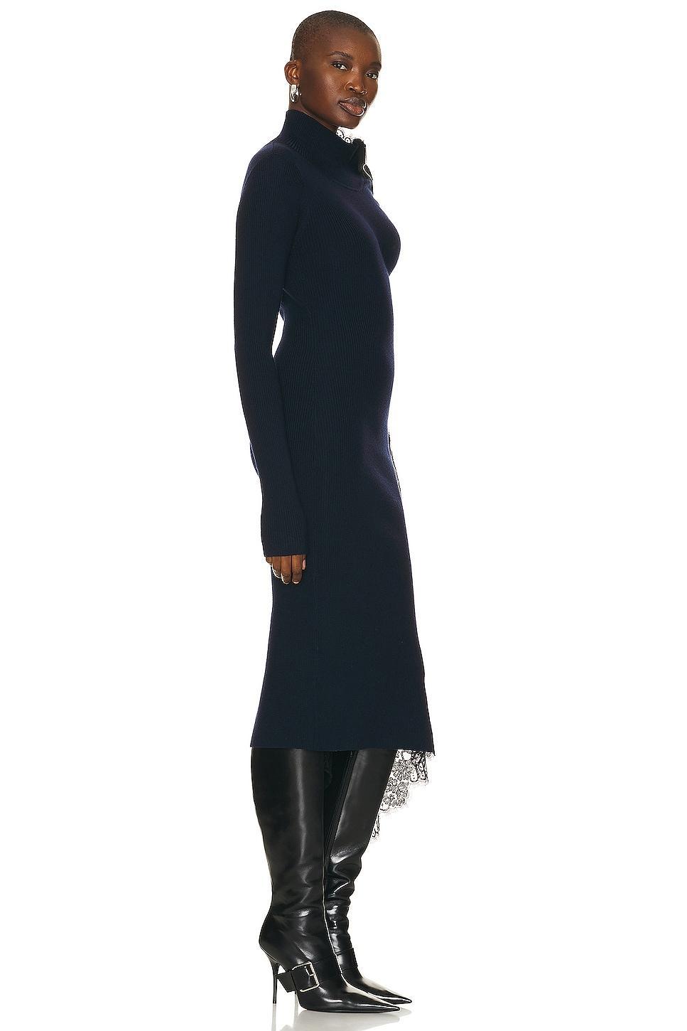 Monse Lace Inset Zip Detail Knit Dress in Navy Product Image