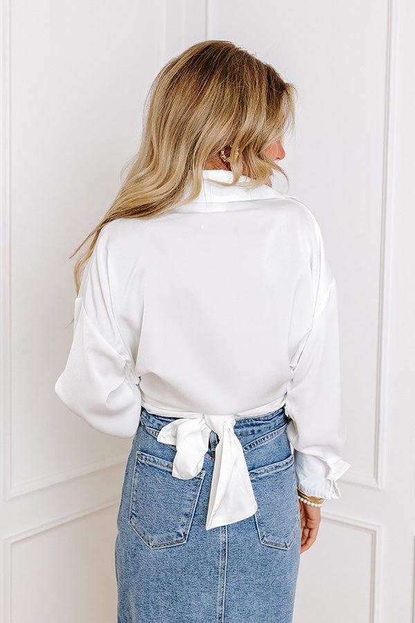 Try Your Luck Front Tie Top in White Product Image