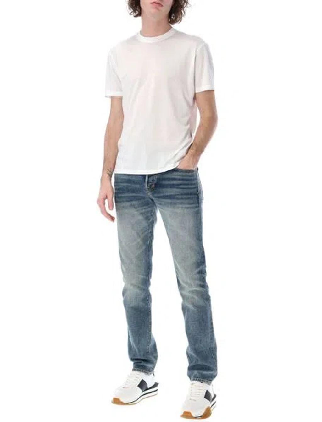 TOM FORD Placed Rib Slim-fit Lyocell And Cotton-blend T-shirt In Neutrals Product Image