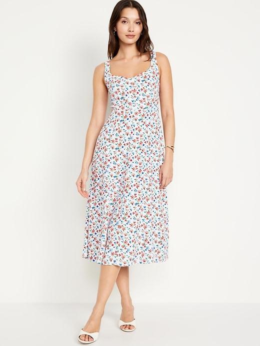 Fit &amp; Flare Linen-Blend Midi Dress Product Image