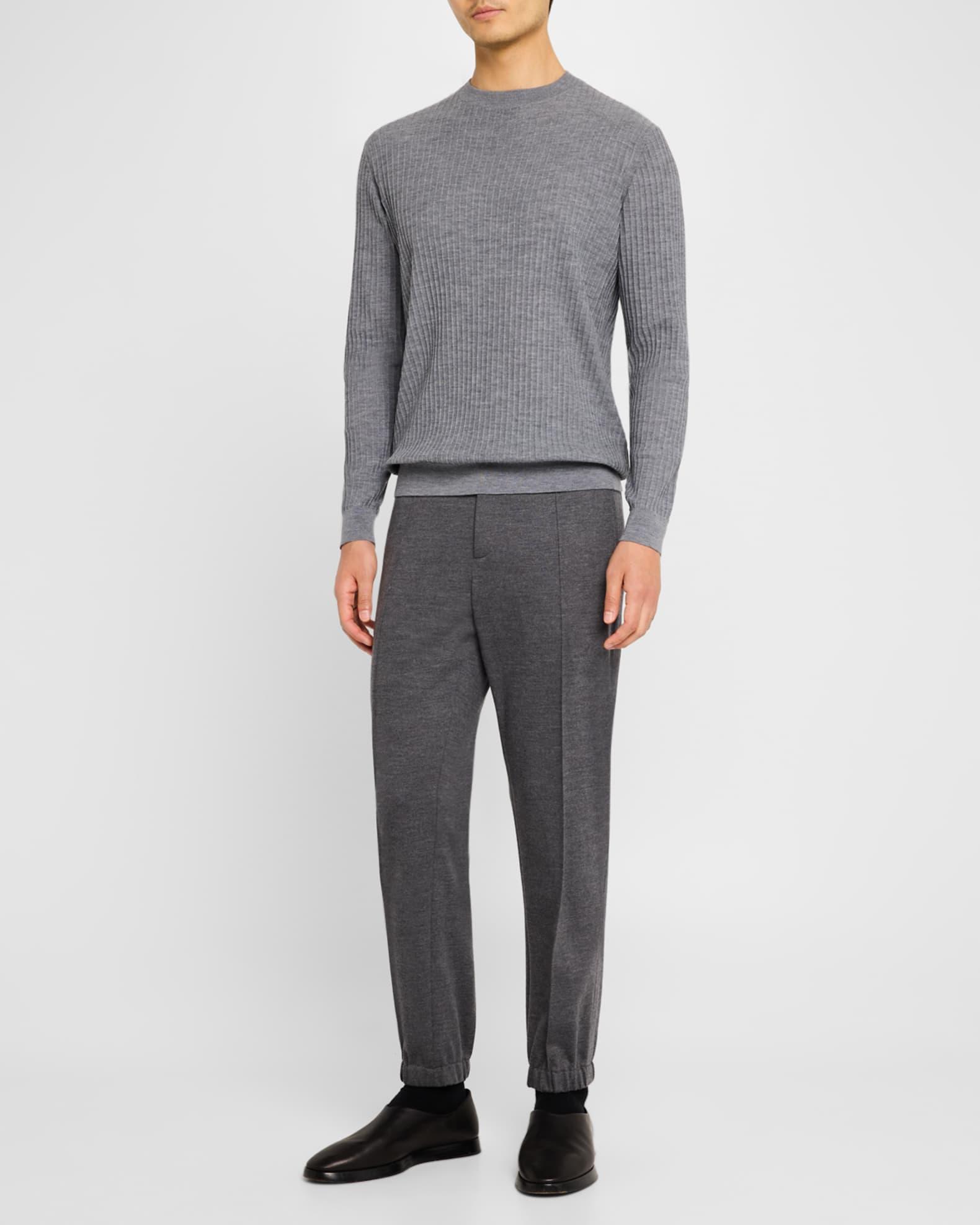 Men's Vertical Stripe Knit Crewneck Sweater Product Image