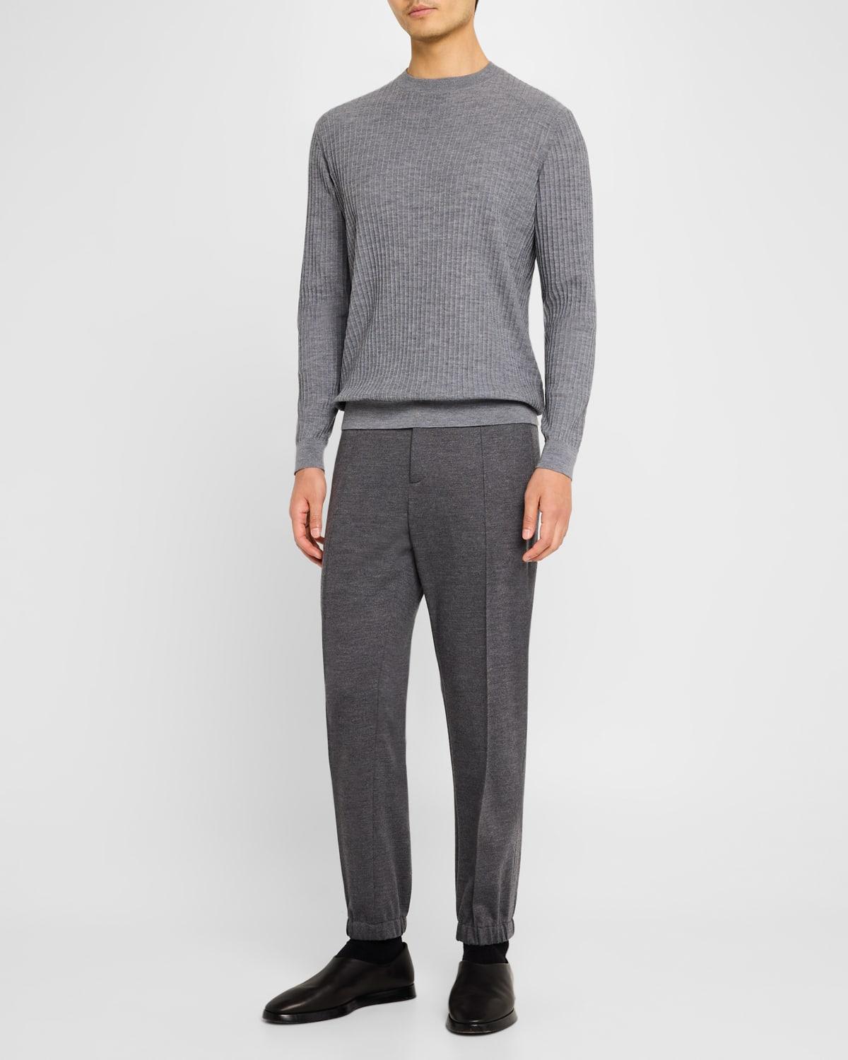 Men's Vertical Stripe Knit Crewneck Sweater Product Image