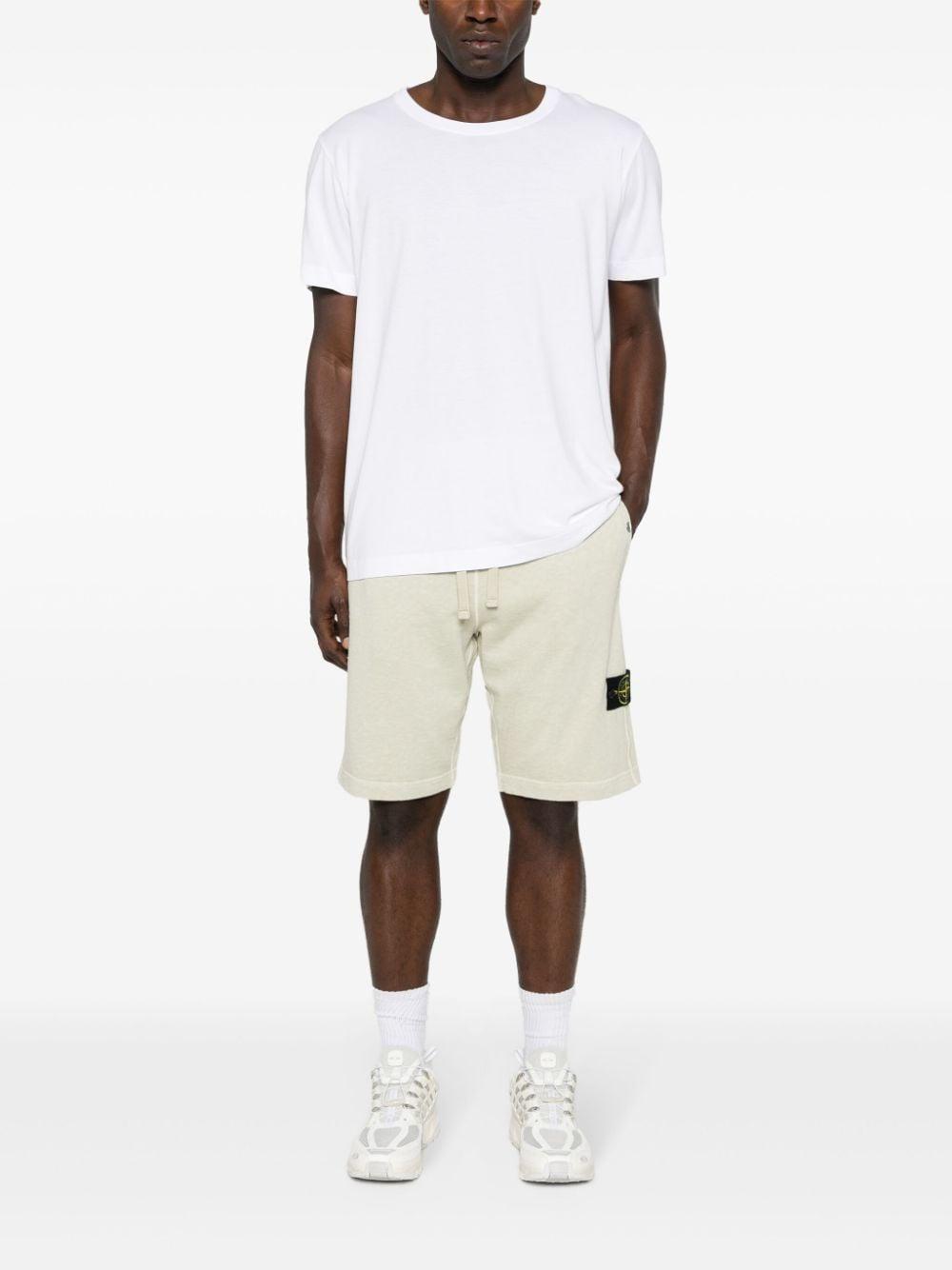 STONE ISLAND Compass-badge Cotton Track Shorts In Green Product Image