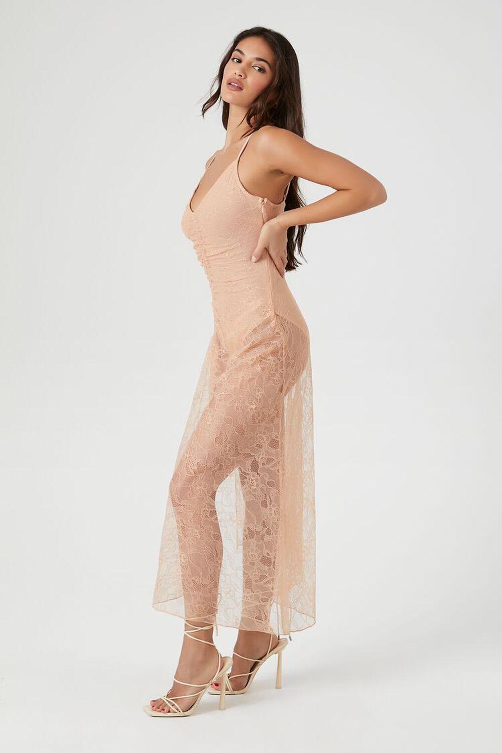 Sheer Lace Drawstring Maxi Dress | Forever 21 Product Image