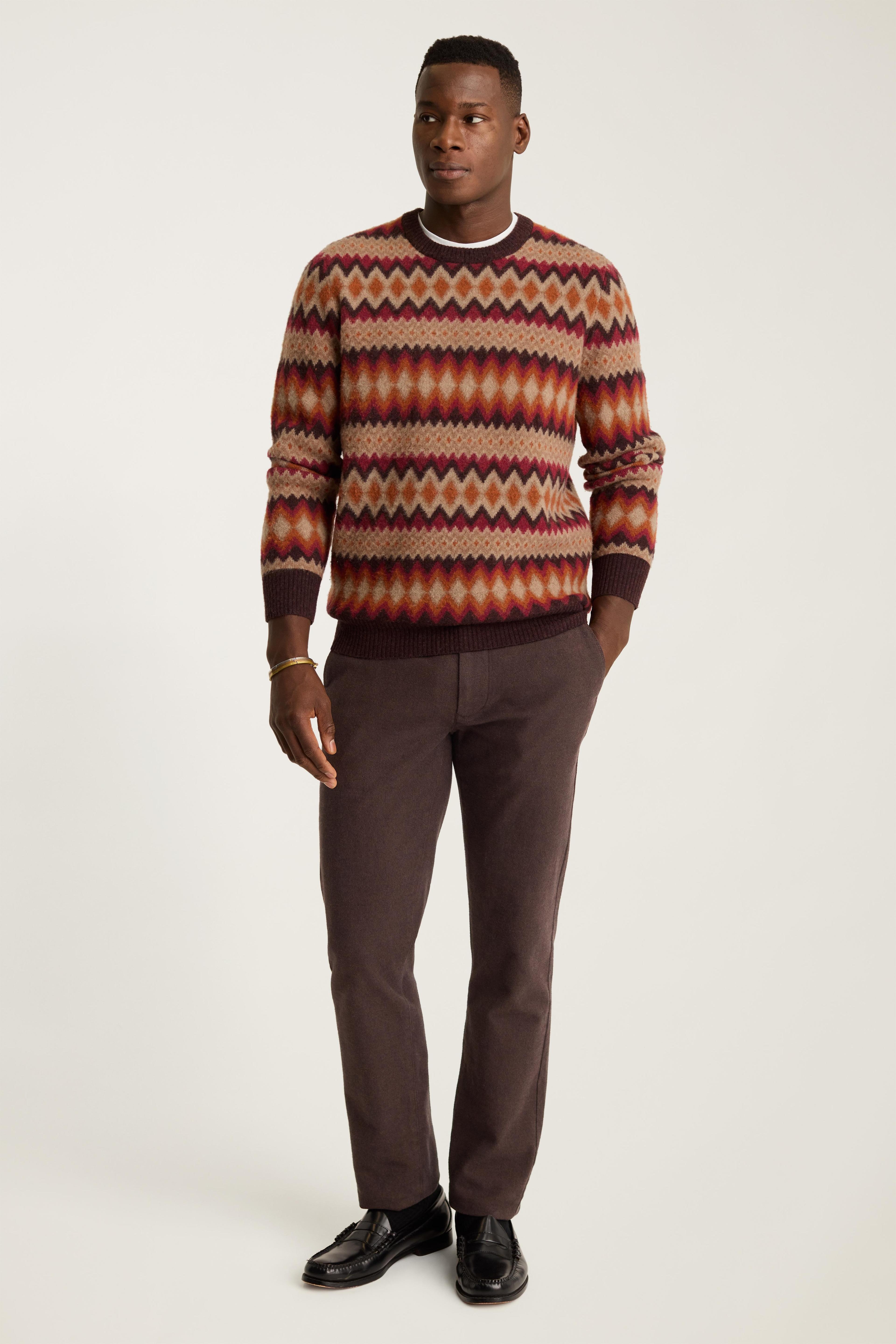 Argyle Fair Isle Crew Neck Sweater Product Image