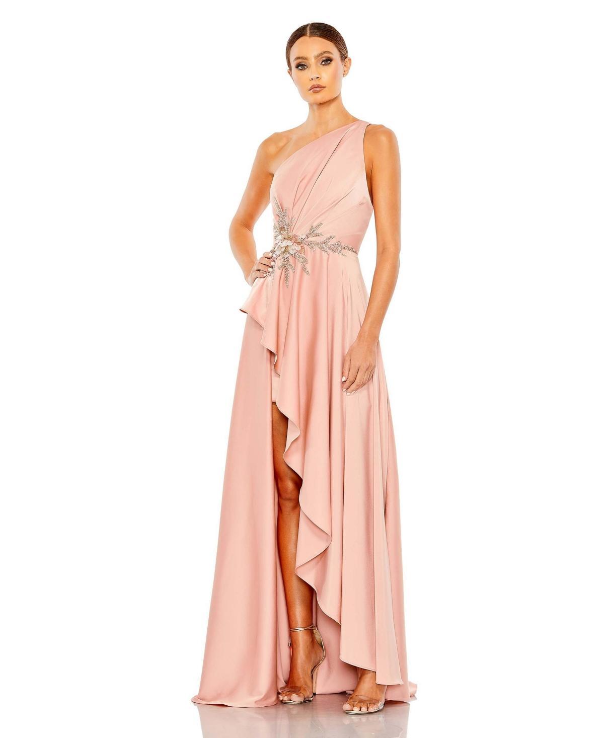 Womens Satin One-Shoulder Gown Product Image