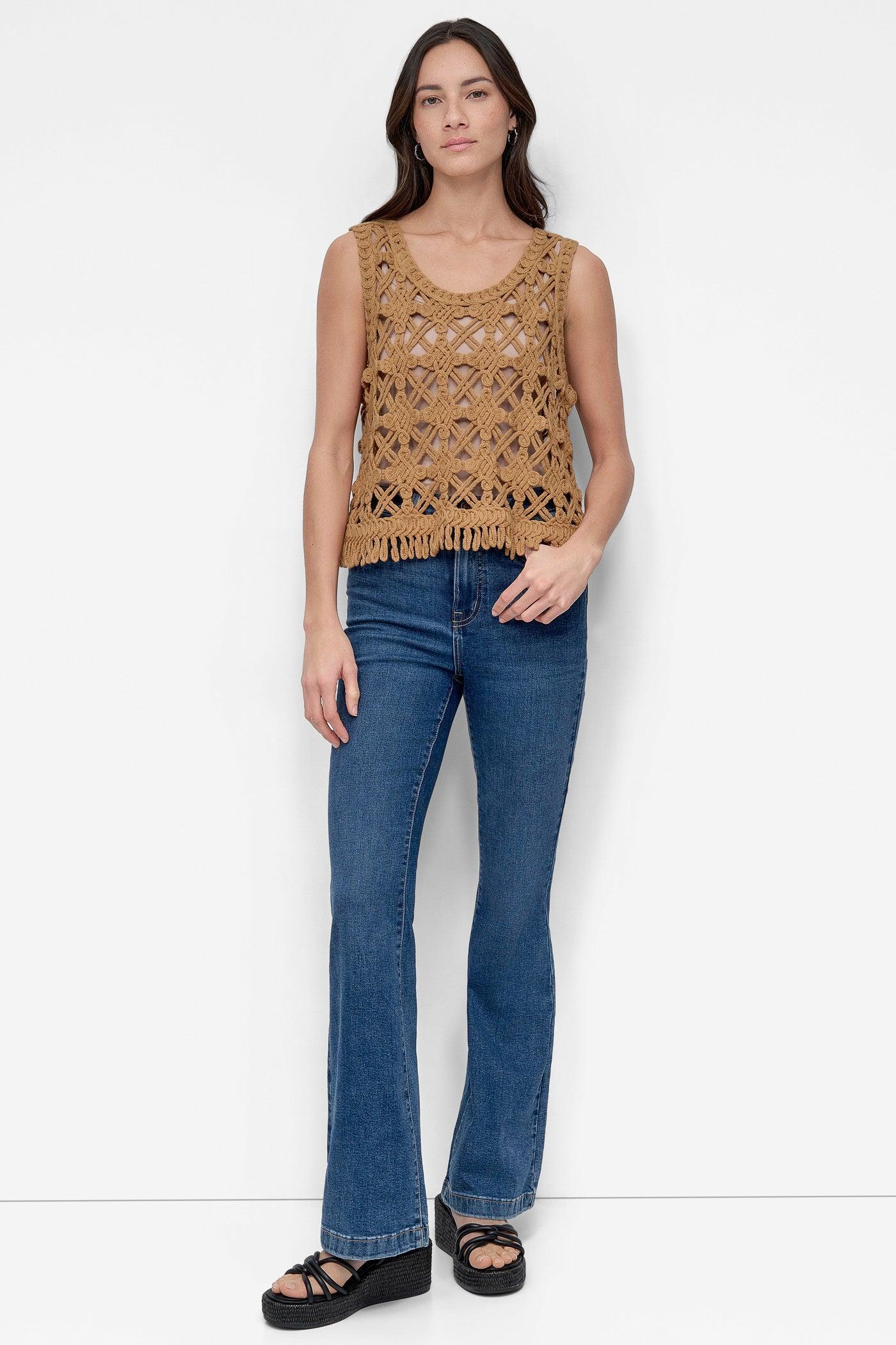 CROPPED FRINGE CROCHET TANK Product Image