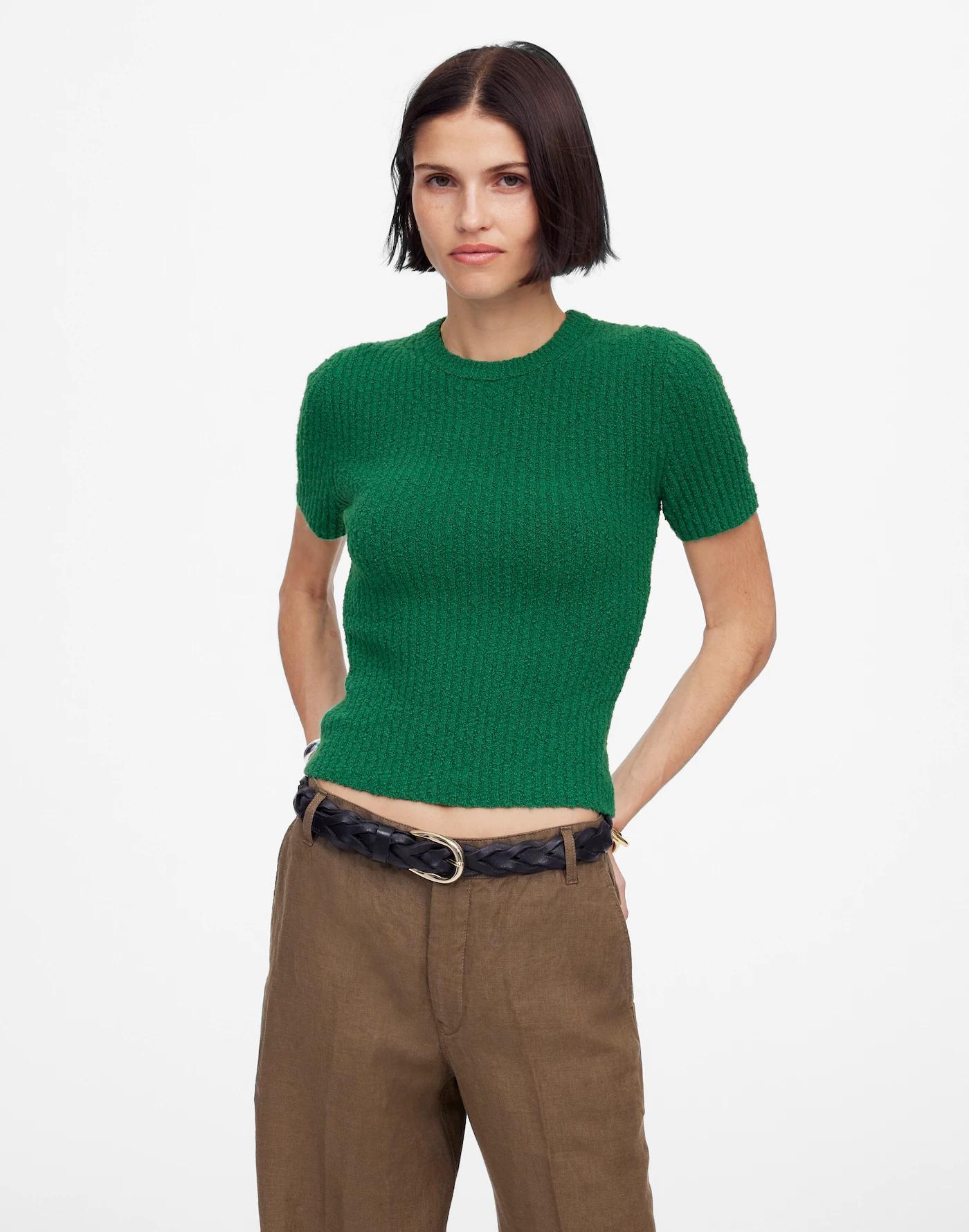 Bouclé-Knit Crewneck Sweater Tee Product Image