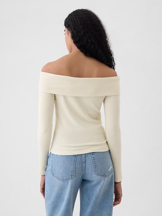 Modern Rib Off-Shoulder Cropped Top Product Image