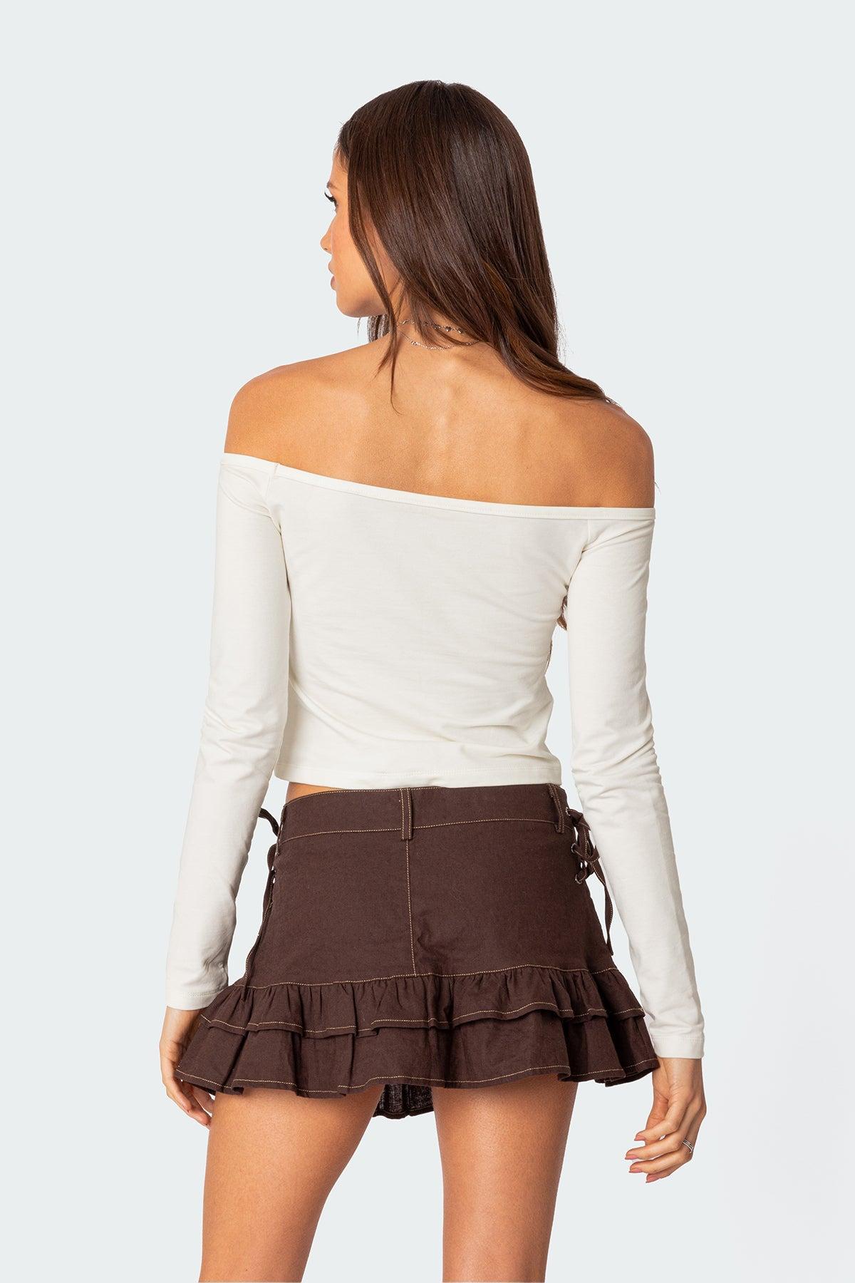 Dev Ruffle Linen Look Mini Skirt Product Image