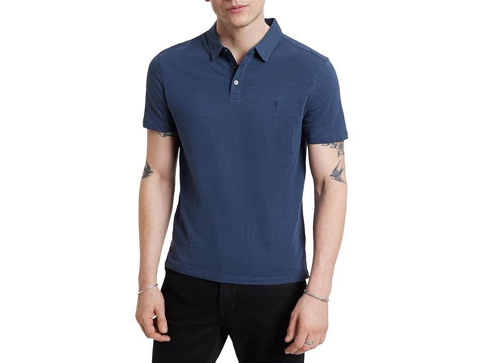 John Varvatos Men's Victor Solid Slub Cotton Polo in Oiled Blue at Nordstrom, Size X-Large Product Image