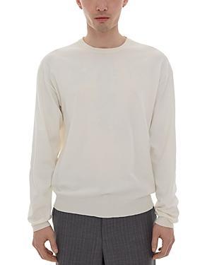 Helmut Lang Fine Gauge Crewneck Sweater in White Product Image