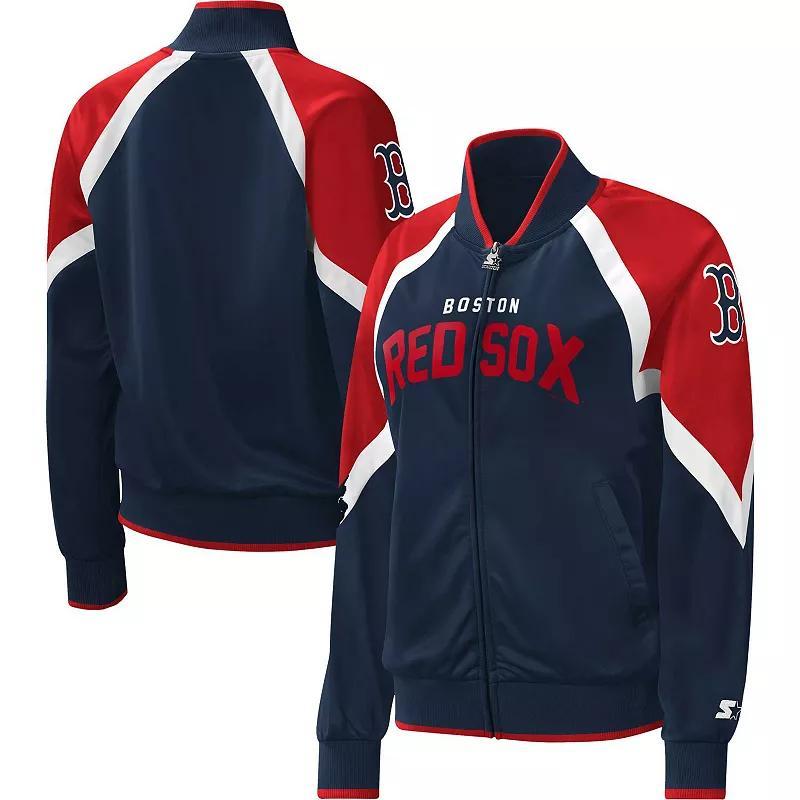 Womens Starter Boston Red Sox Touchdown Raglan Full-Zip Track Jacket Blue Product Image