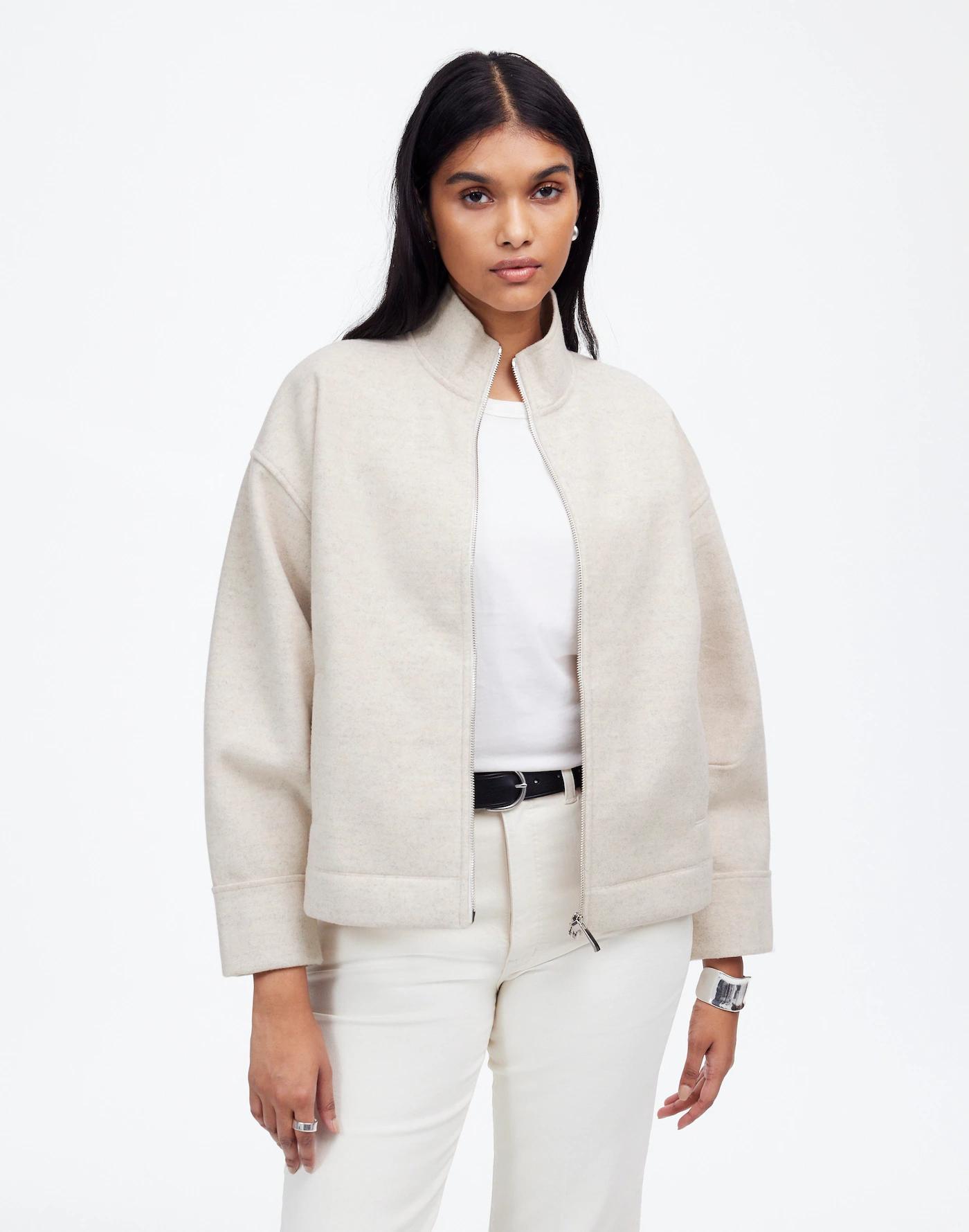 Relaxed Mockneck Knit Jacket Product Image