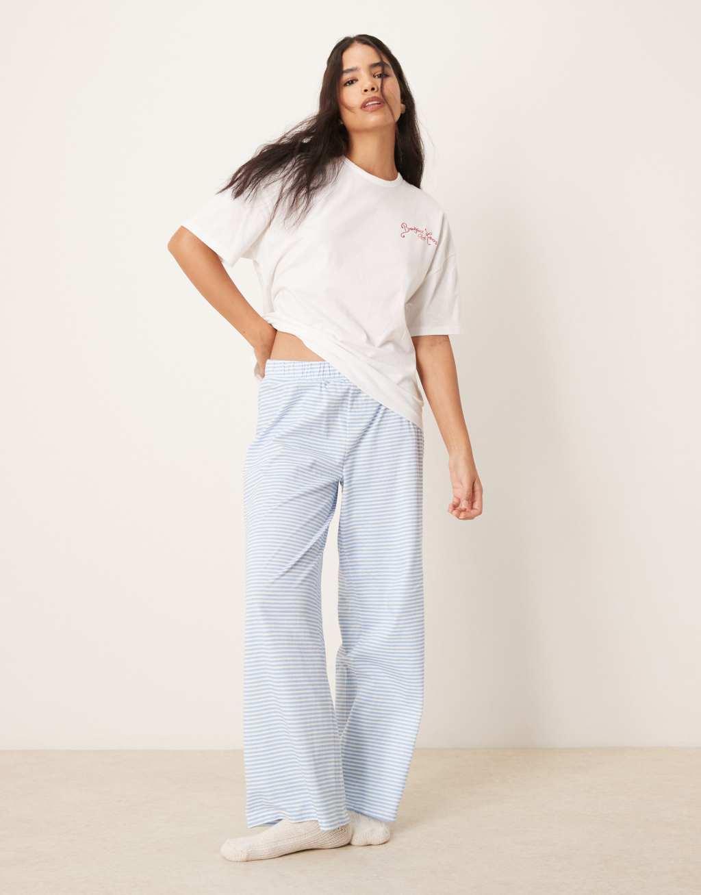 ASOS DESIGN oversize tee & wide leg pants in breakfast lovers print Product Image