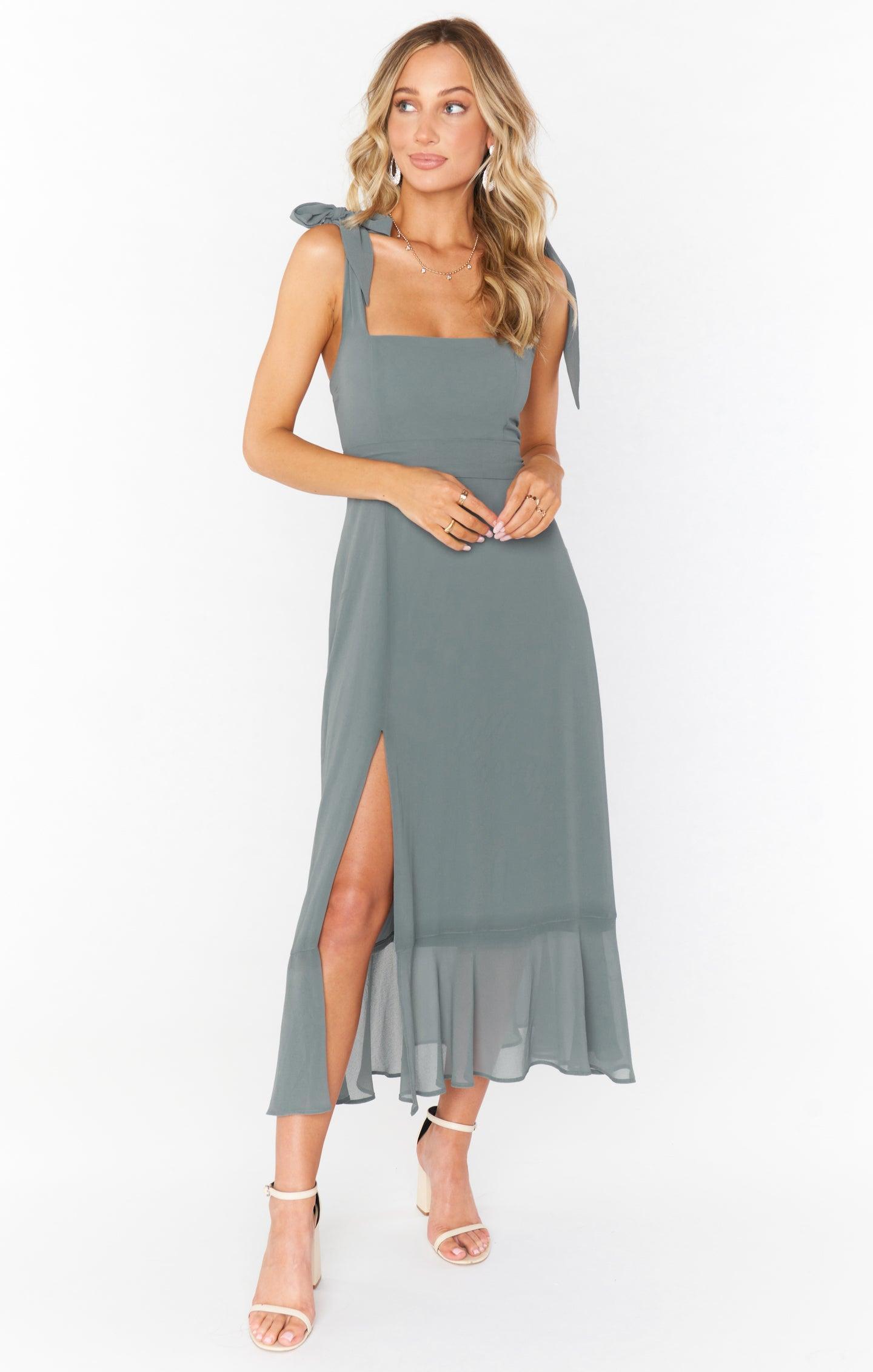 Claire Midi Dress ~ Deep Sage Chiffon Product Image