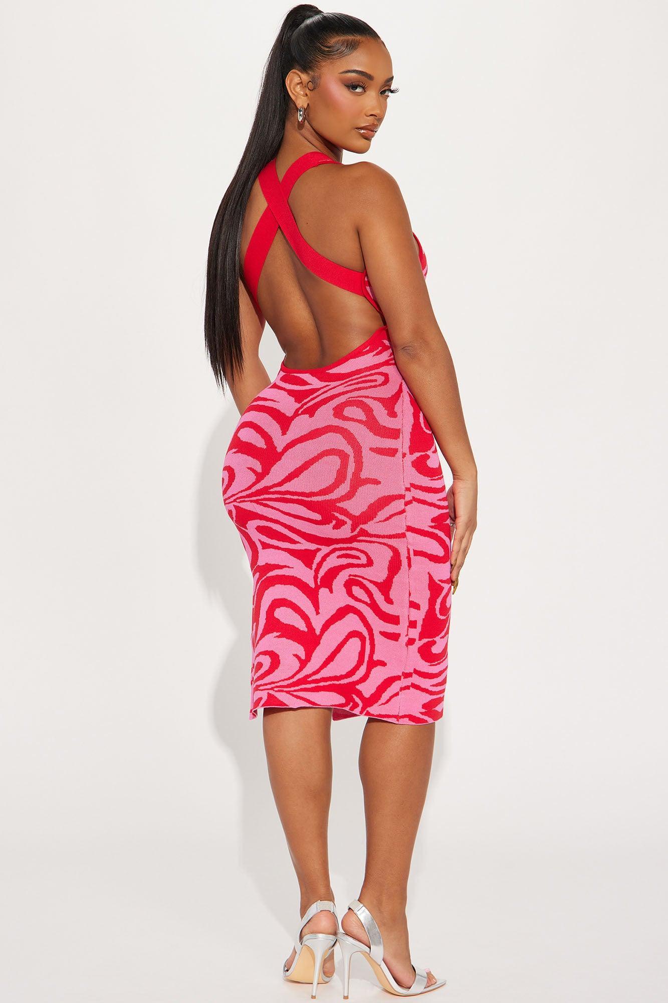 Cassie Knit Midi Dress - Pink/combo Product Image