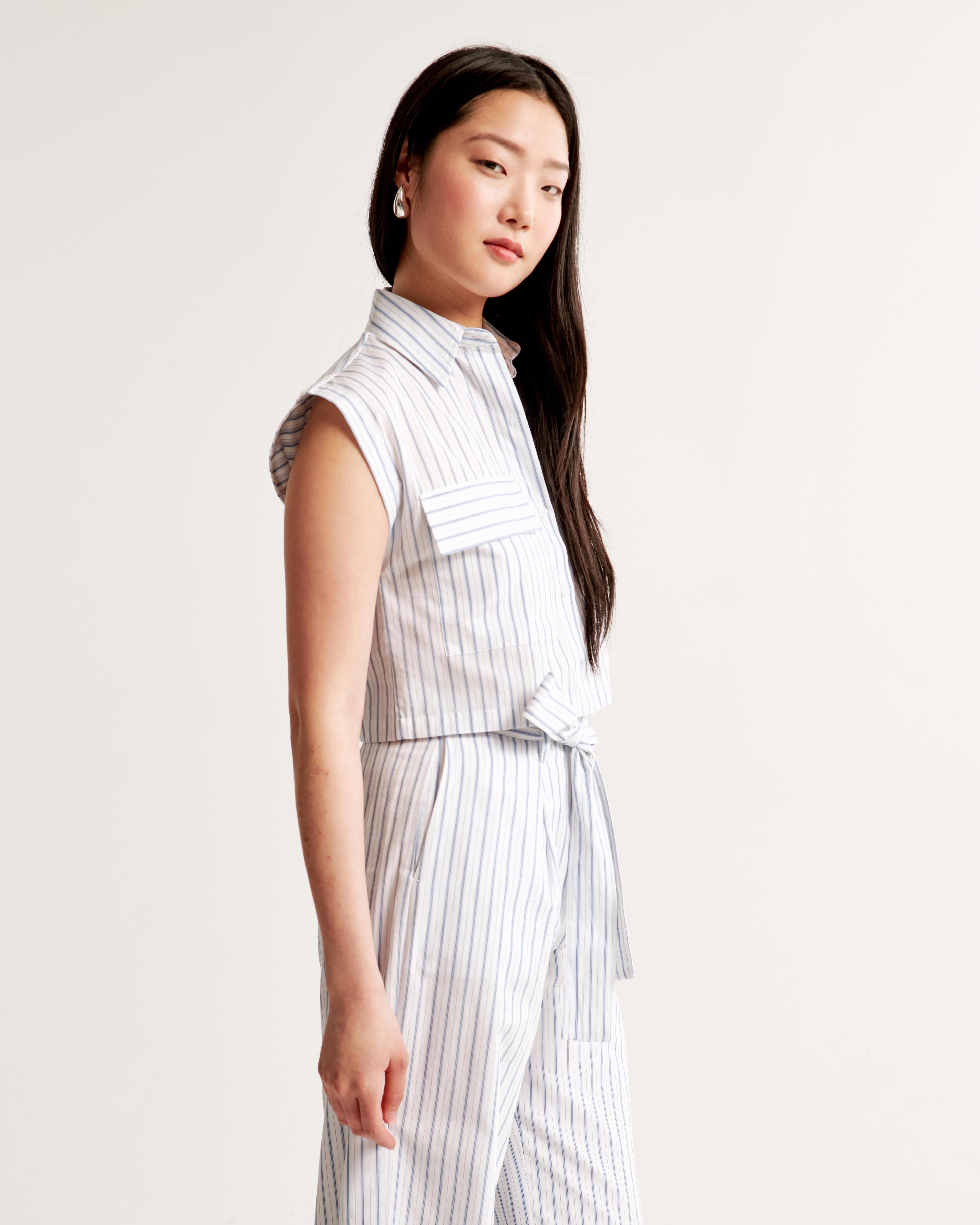 Cropped Sleeveless Utility Shirt Product Image