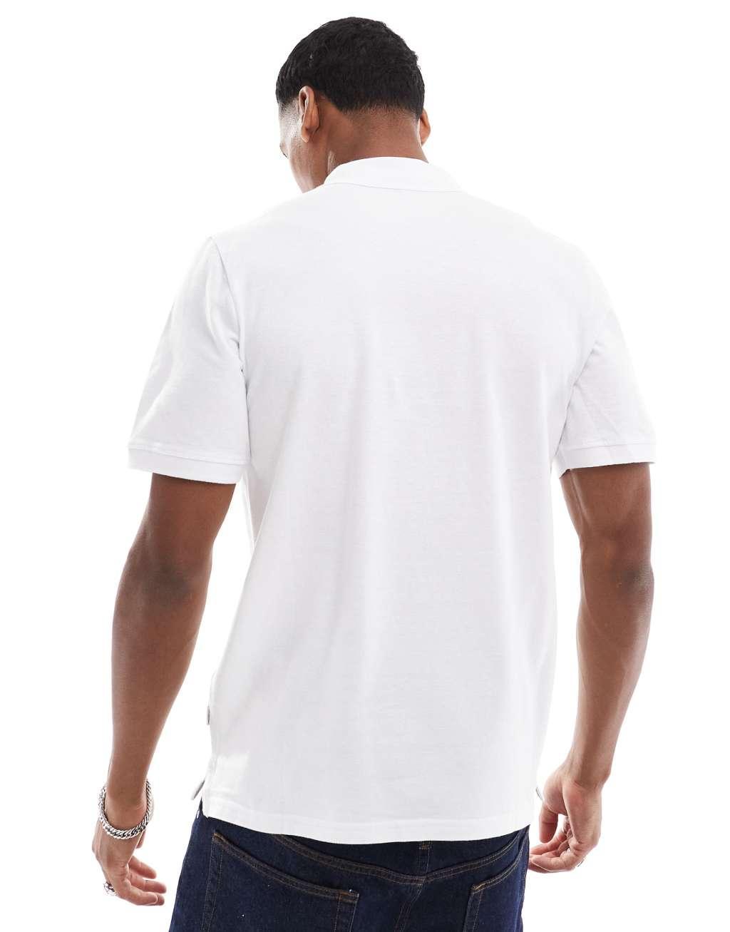 Jack & Jones Essentials slim fit pique logo polo in white Product Image