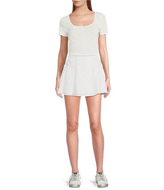 Chelsea & Violet Daisy Pointelle Slub Knit Scoop Neck Short Sleeve Tee Product Image