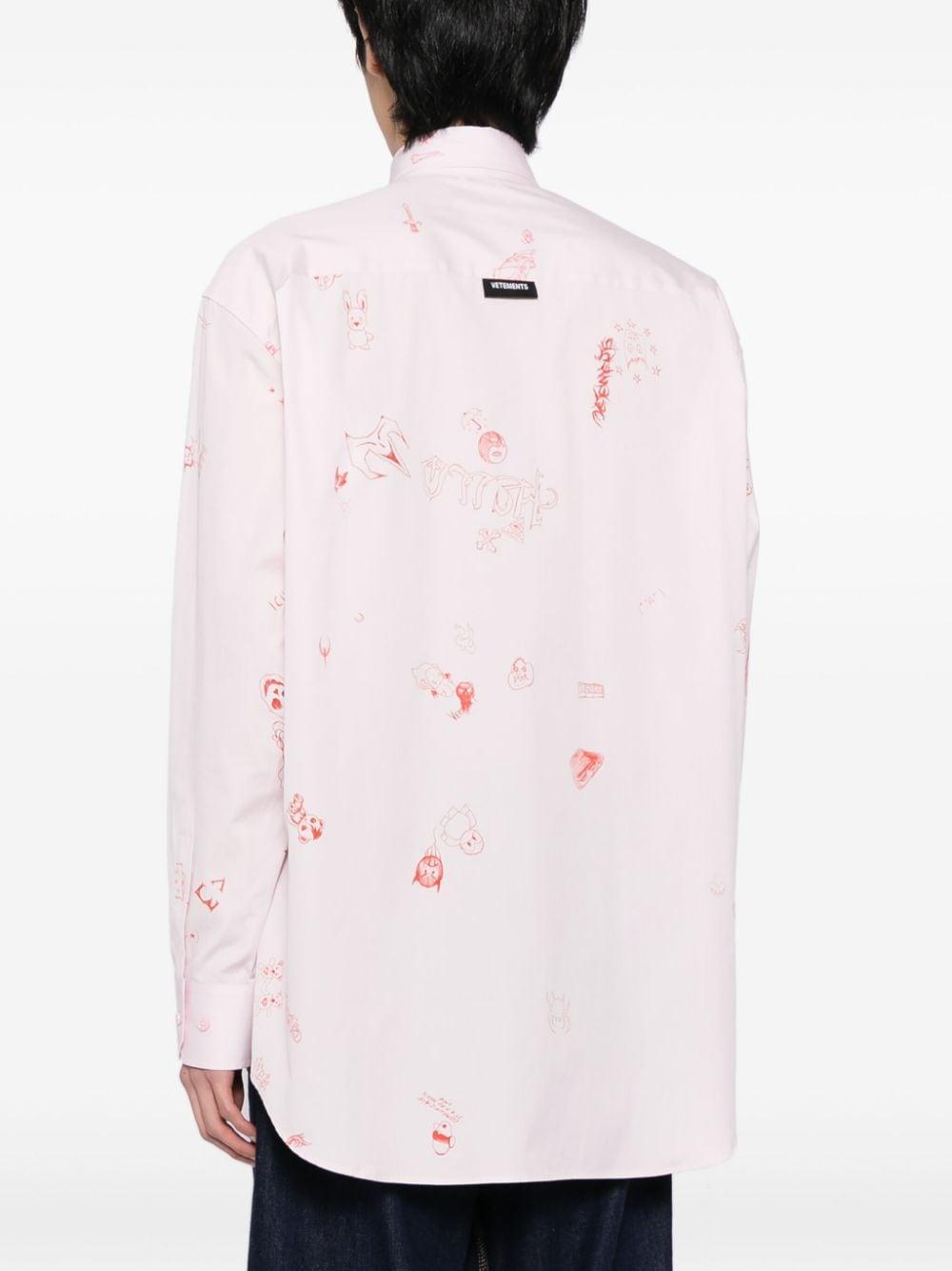 Printed Long-sleeve Shirt In Pink Product Image