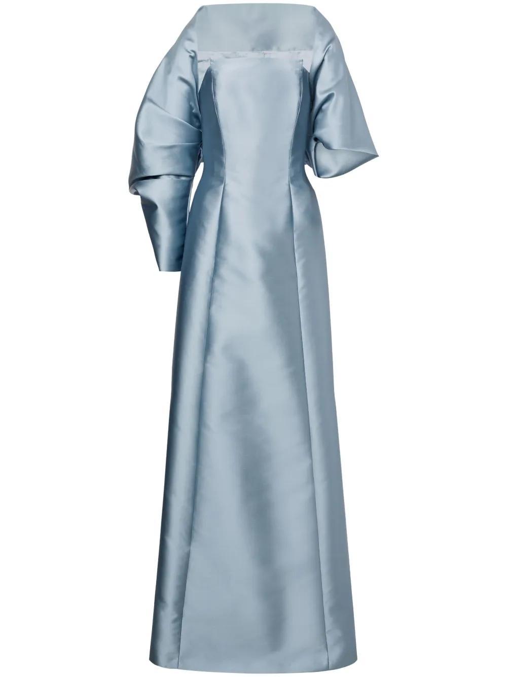 ALBERTA FERRETTI Balloon-sleeve Satin Gown In Grey Product Image