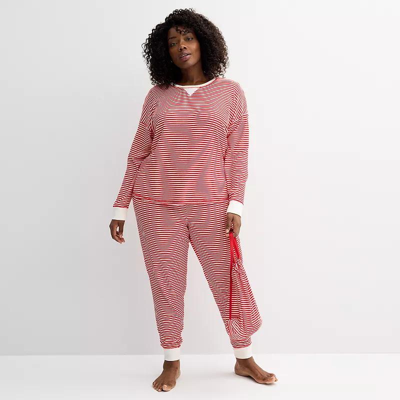 Plus Size Sonoma Goods For Life Pajama Top & Pajama Bottoms Set, Womens Purple Star Product Image