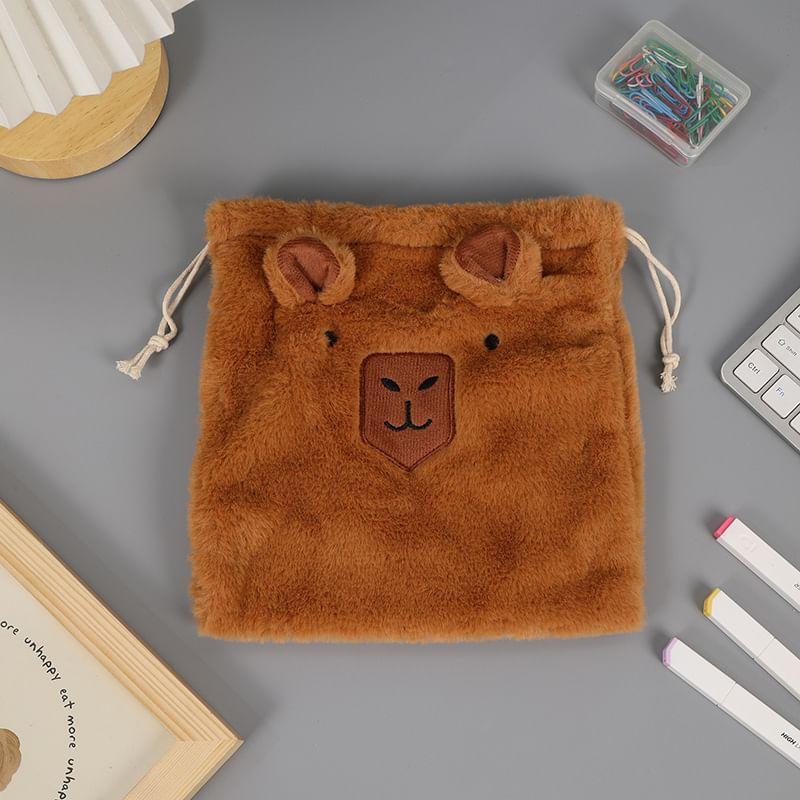 Capybara Chenille Drawstring Pouch (Various Designs) Product Image