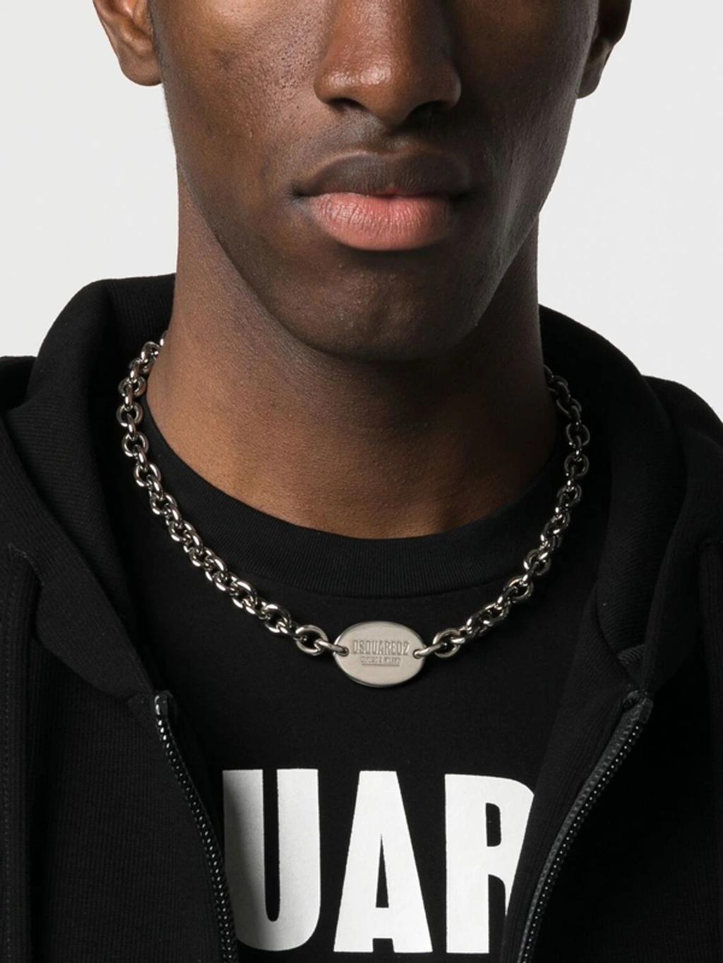 DSQUARED2 Logo-plaque Chain-link Necklacr In Silver Product Image