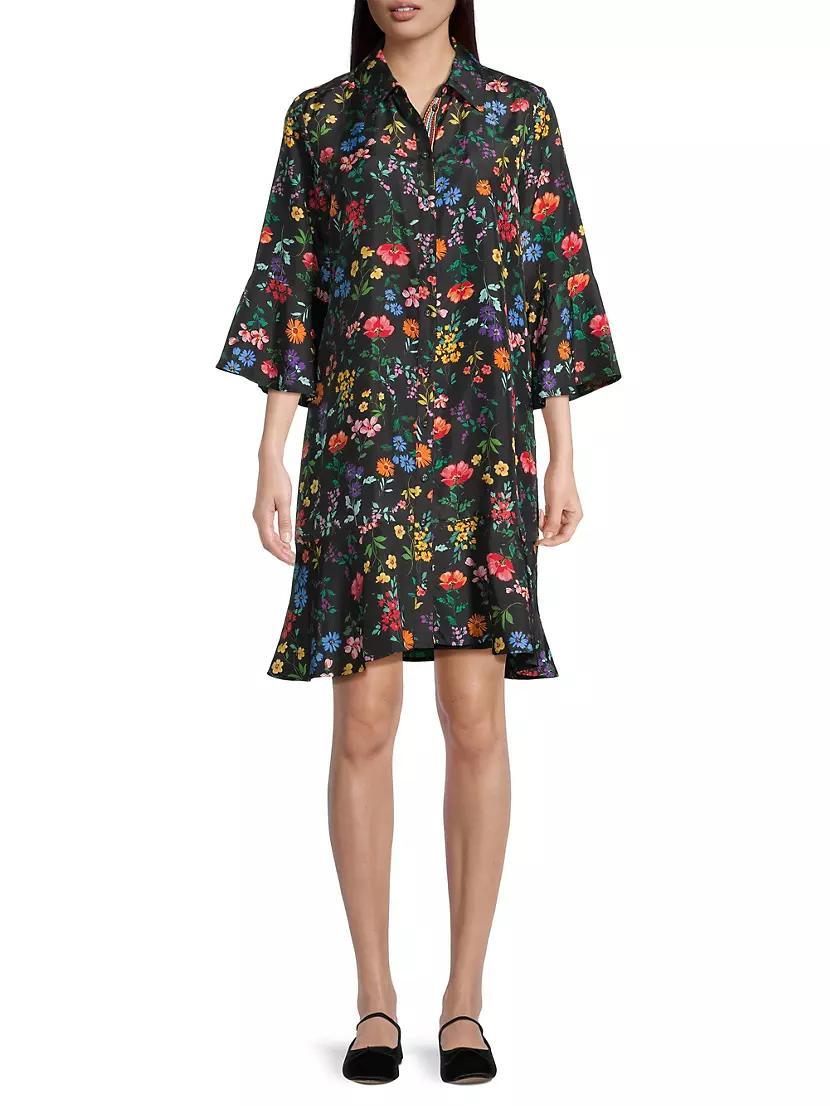 Harper Floral Silk Flounce Minidress Product Image