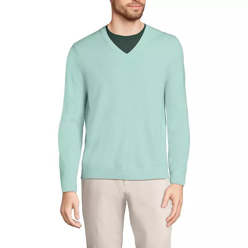 Mens Lands End Fine-Gauge Cashmere V-neck Sweater Product Image