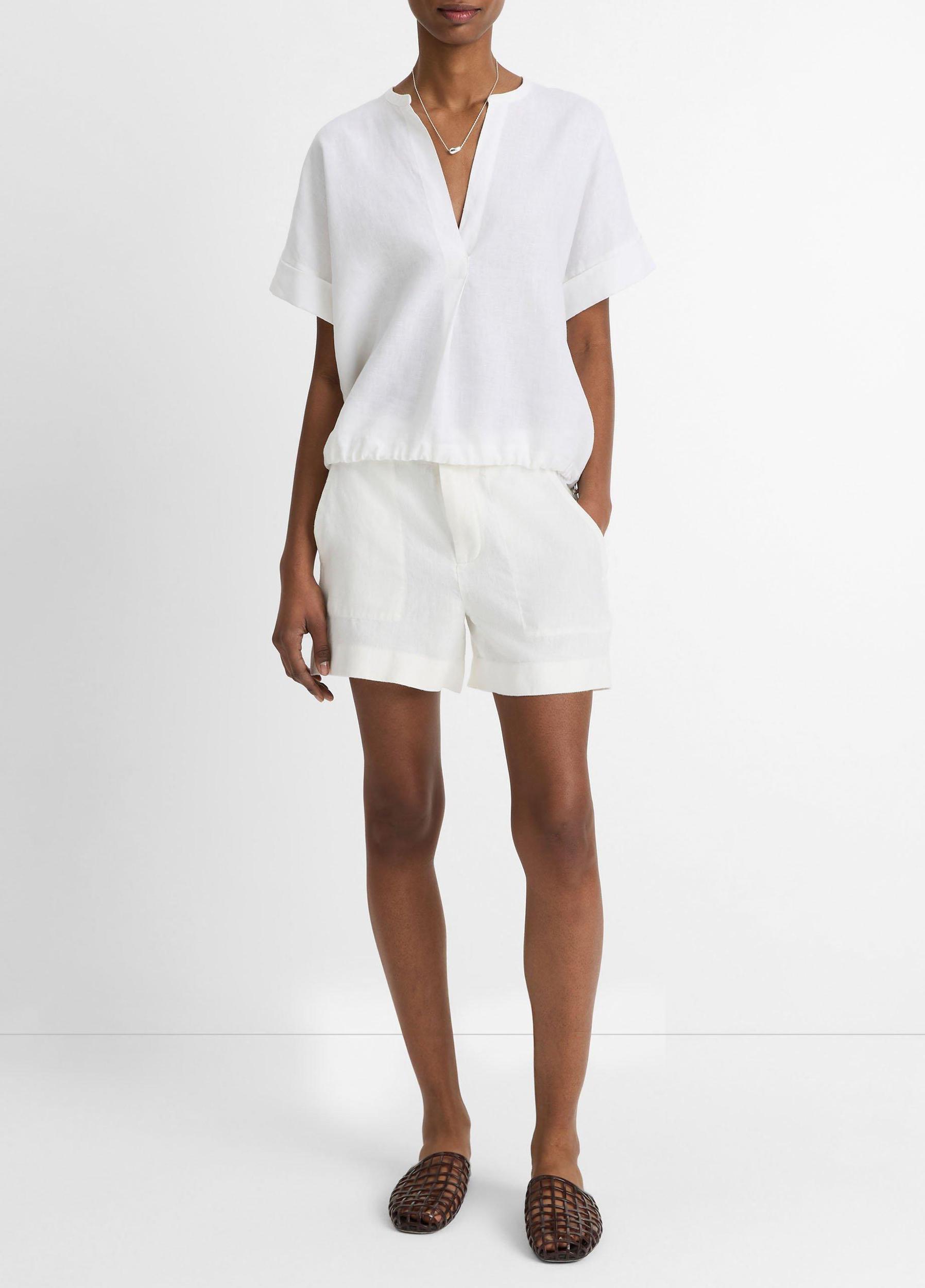 Linen Drawcord-Hem Blouse Product Image