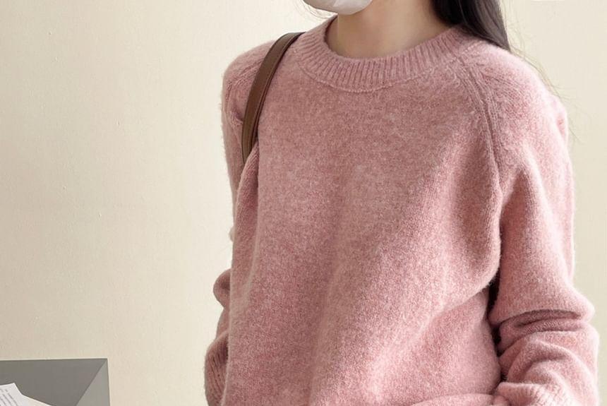 Crew Neck Plain Sweater Product Image