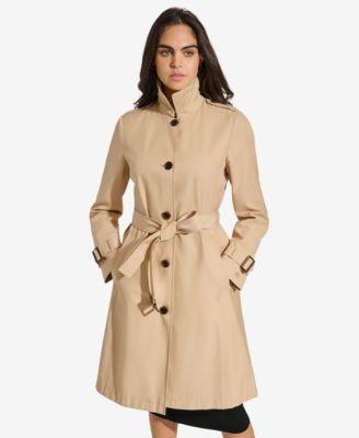 Dkny Womens Single-Breasted Pleated Trench Coat Product Image