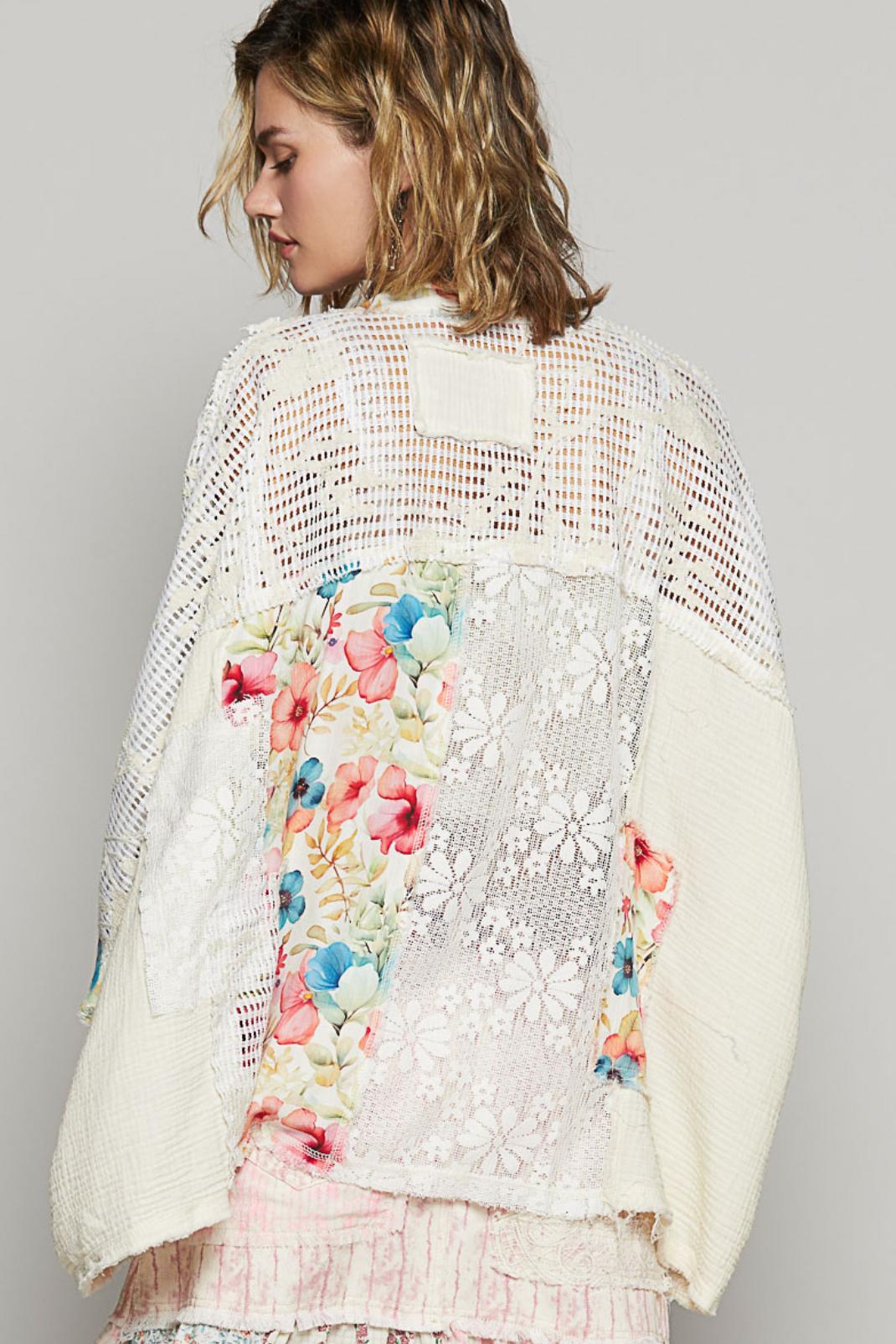 Patch Detail Open Cardigan Product Image